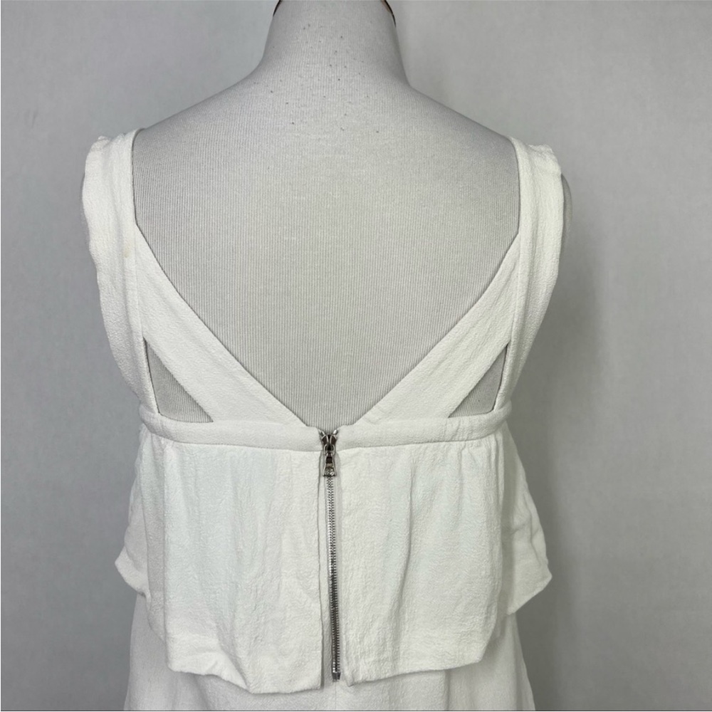 Sandro White Women’s Square Neck Ruffles Sleeveless Top Size 2 - Picture 5 of 7